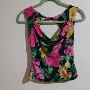Cache Floral Crop Top - Pink, Yellow, and Green